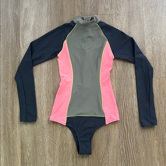 Rip Curl Maverick Rash Guard surf suit swimsuit Zip Up Color Block One Piece XS - Picture 4 of 9